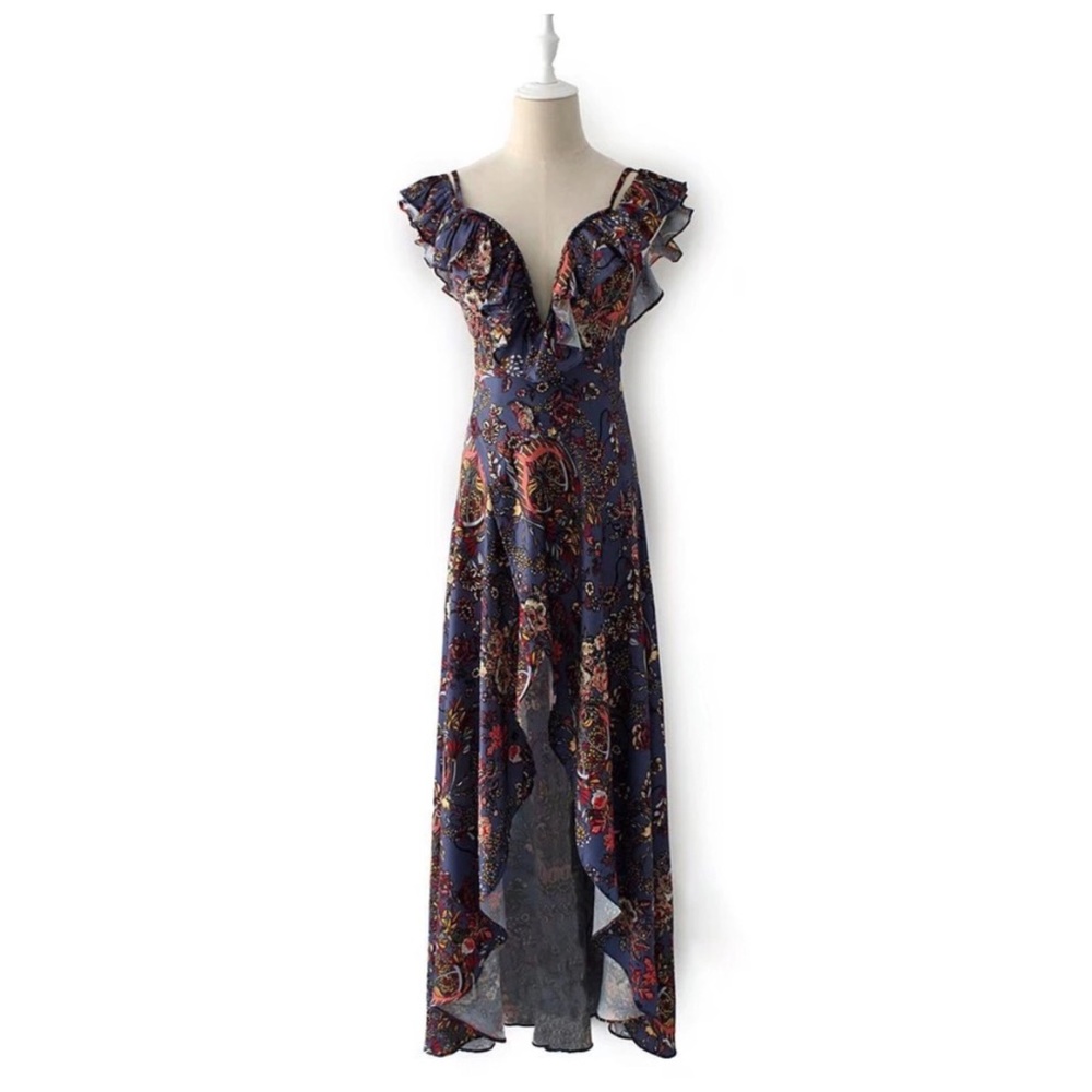 ‼️ PRICE FIRM LAST CALL
Silky Deep V Ruffle Off The Shoulder Dress - Picture 4 of 6
